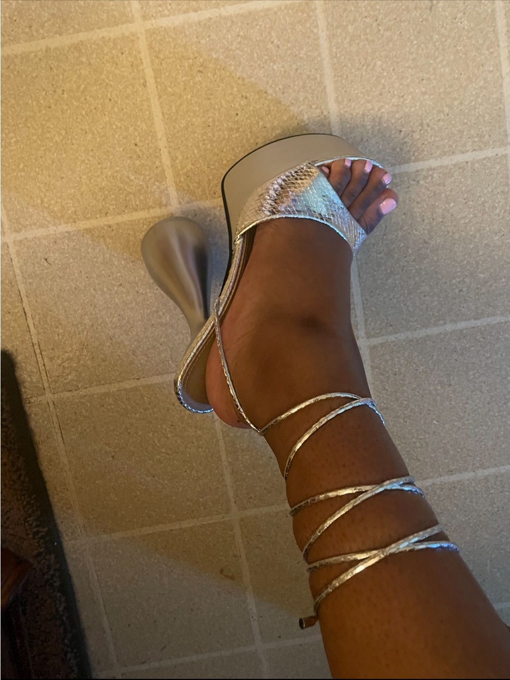 EGO Silver Metallic Platform Lace-Up Sandals - Picture 5 of 6